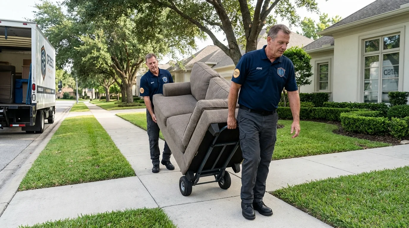 Local residential moving crew loading furniture in Mapleton, IA